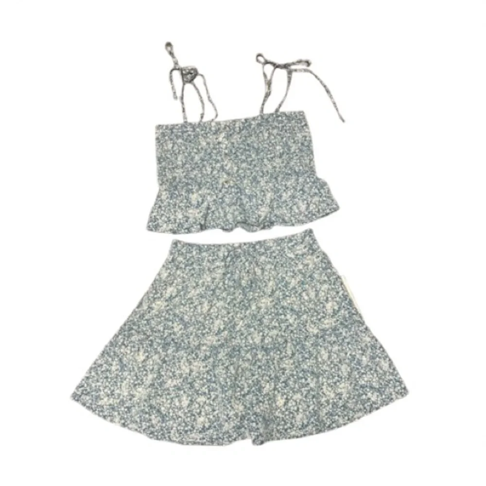 Paper Crane Set Women’s Size Large Floral Tiered Mini Skirt & Smocked Peplum Top